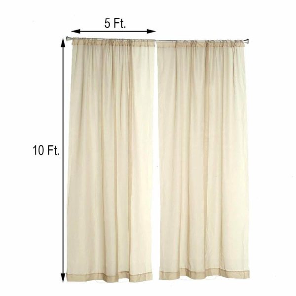 Event Fabrics |   2 Pack Natural Sheer Chiffon Event Curtain Drapes, Inherently Flame Resistant Premium Organza Backdrop Event Panels With Rod Pockets – 10ftx10ft Event Fabrics Event Fabrics