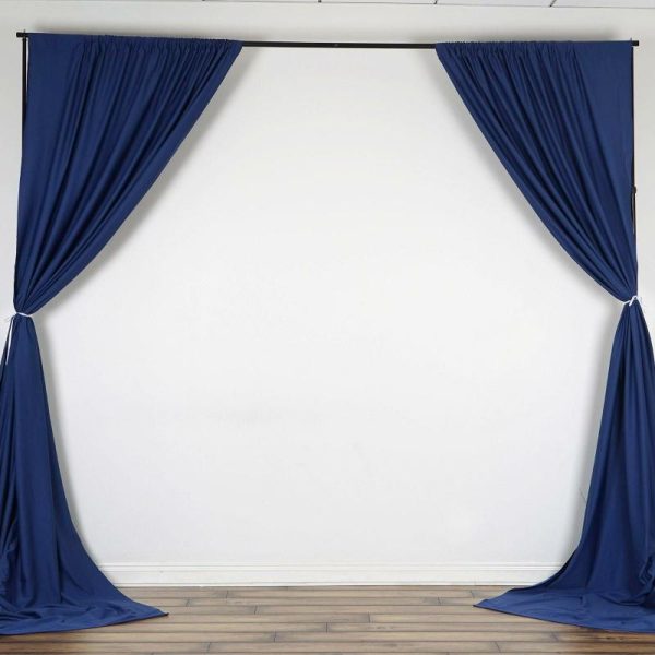 Event Fabrics |   2 Pack Navy Blue Scuba Polyester Event Curtain Drapes, Inherently Flame Resistant Backdrop Event Panels Wrinkle Free with Rod Pockets – 10ftx10ft Event Fabrics Event Fabrics