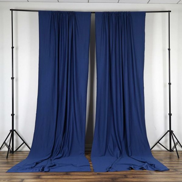 Event Fabrics |   2 Pack Navy Blue Scuba Polyester Event Curtain Drapes, Inherently Flame Resistant Backdrop Event Panels Wrinkle Free with Rod Pockets – 10ftx10ft Event Fabrics Event Fabrics