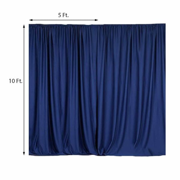 Event Fabrics |   2 Pack Navy Blue Scuba Polyester Event Curtain Drapes, Inherently Flame Resistant Backdrop Event Panels Wrinkle Free with Rod Pockets – 10ftx10ft Event Fabrics Event Fabrics