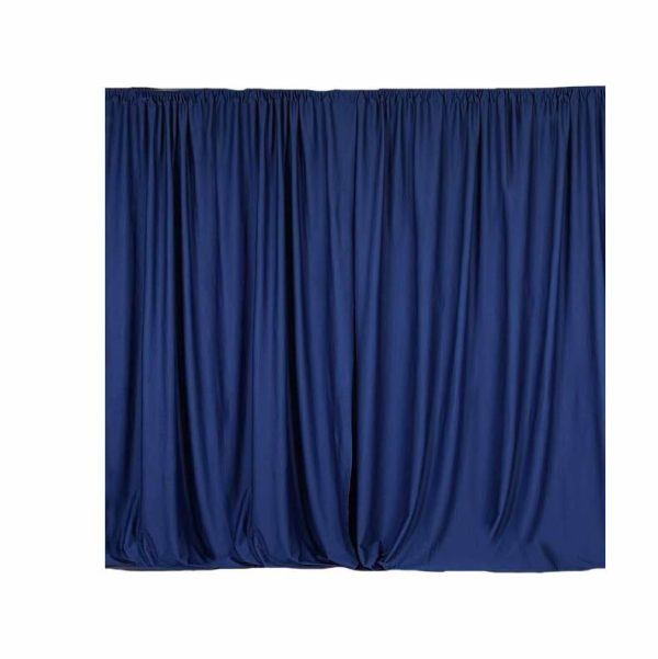 Event Fabrics |   2 Pack Navy Blue Scuba Polyester Event Curtain Drapes, Inherently Flame Resistant Backdrop Event Panels Wrinkle Free with Rod Pockets – 10ftx10ft Event Fabrics Event Fabrics