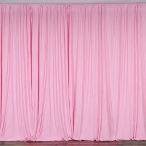 Event Fabrics |   2 Pack Pink Scuba Polyester Event Curtain Drapes, Inherently Flame Resistant Backdrop Event Panels Wrinkle Free with Rod Pockets – 10ftx10ft Event Fabrics Event Fabrics