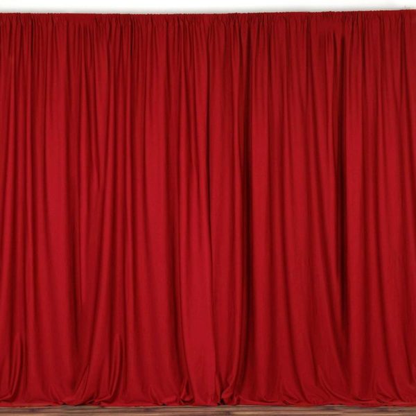 Event Fabrics |   2 Pack Red Scuba Polyester Event Curtain Drapes, Inherently Flame Resistant Backdrop Event Panels Wrinkle Free with Rod Pockets – 10ftx10ft Event Fabrics Event Fabrics