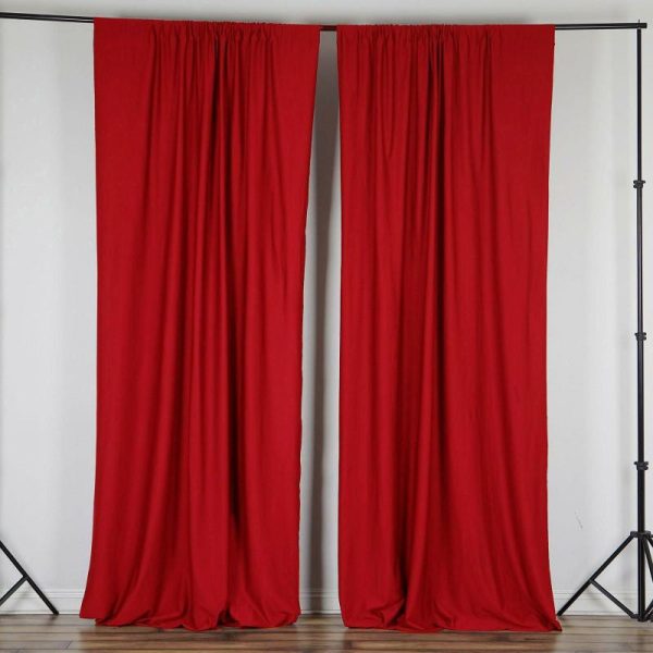 Event Fabrics |   2 Pack Red Scuba Polyester Event Curtain Drapes, Inherently Flame Resistant Backdrop Event Panels Wrinkle Free with Rod Pockets – 10ftx10ft Event Fabrics Event Fabrics