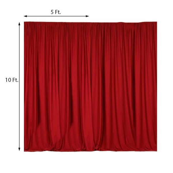 Event Fabrics |   2 Pack Red Scuba Polyester Event Curtain Drapes, Inherently Flame Resistant Backdrop Event Panels Wrinkle Free with Rod Pockets – 10ftx10ft Event Fabrics Event Fabrics