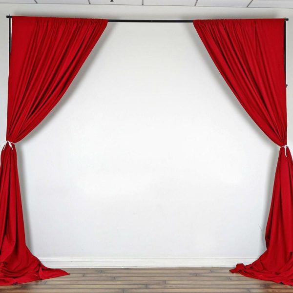 Event Fabrics |   2 Pack Red Scuba Polyester Event Curtain Drapes, Inherently Flame Resistant Backdrop Event Panels Wrinkle Free with Rod Pockets – 10ftx10ft Event Fabrics Event Fabrics