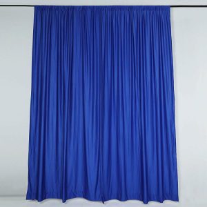 Event Fabrics |   2 Pack Royal Blue Scuba Polyester Event Curtain Drapes, Inherently Flame Resistant Backdrop Event Panels Wrinkle Free with Rod Pockets – 10ftx10ft Event Fabrics Event Fabrics