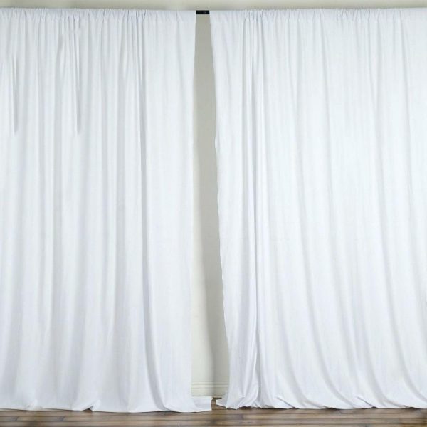 Event Fabrics |   2 Pack White Scuba Polyester Event Curtain Drapes, Inherently Flame Resistant Backdrop Event Panels Wrinkle Free with Rod Pockets – 10ftx10ft Event Fabrics Event Fabrics