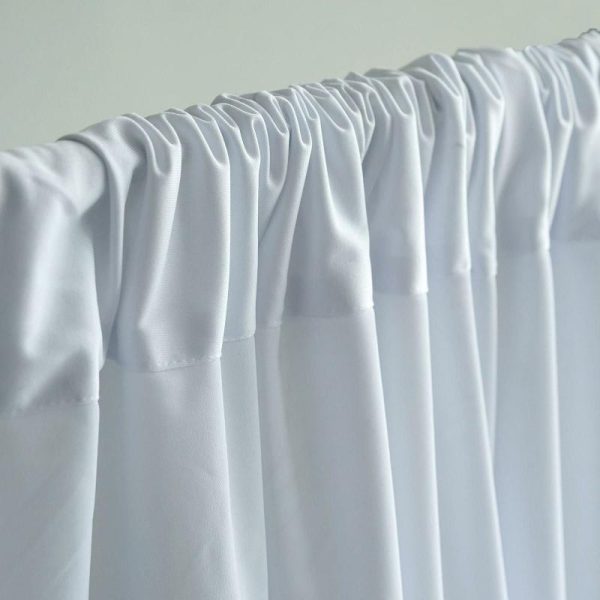 Event Fabrics |   2 Pack White Scuba Polyester Event Curtain Drapes, Inherently Flame Resistant Backdrop Event Panels Wrinkle Free with Rod Pockets – 10ftx10ft Event Fabrics Event Fabrics