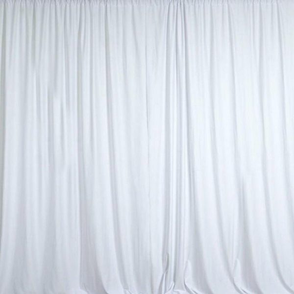 Event Fabrics |   2 Pack White Scuba Polyester Event Curtain Drapes, Inherently Flame Resistant Backdrop Event Panels Wrinkle Free with Rod Pockets – 10ftx10ft Event Fabrics Event Fabrics