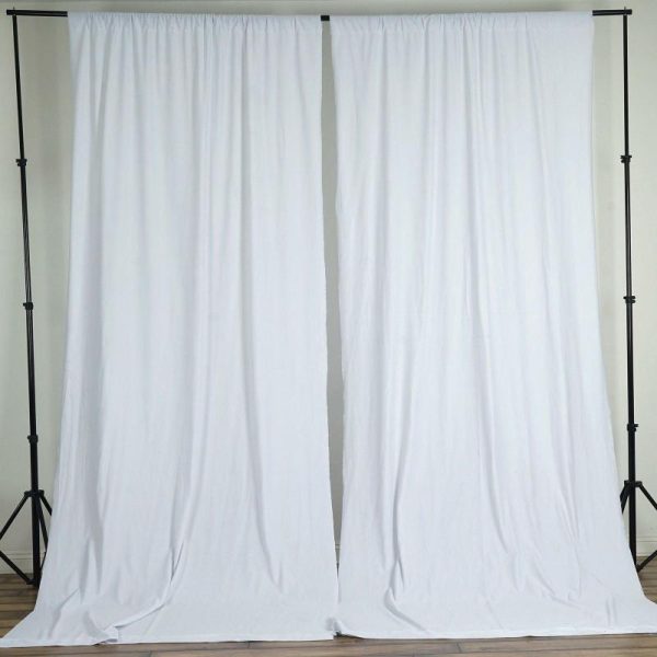 Event Fabrics |   2 Pack White Scuba Polyester Event Curtain Drapes, Inherently Flame Resistant Backdrop Event Panels Wrinkle Free with Rod Pockets – 10ftx10ft Event Fabrics Event Fabrics