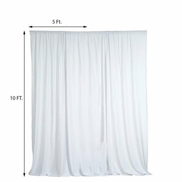 Event Fabrics |   2 Pack White Scuba Polyester Event Curtain Drapes, Inherently Flame Resistant Backdrop Event Panels Wrinkle Free with Rod Pockets – 10ftx10ft Event Fabrics Event Fabrics