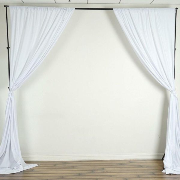 Event Fabrics |   2 Pack White Scuba Polyester Event Curtain Drapes, Inherently Flame Resistant Backdrop Event Panels Wrinkle Free with Rod Pockets – 10ftx10ft Event Fabrics Event Fabrics