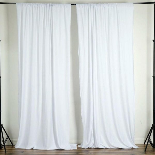 Event Fabrics |   2 Pack White Scuba Polyester Event Curtain Drapes, Inherently Flame Resistant Backdrop Event Panels Wrinkle Free with Rod Pockets – 10ftx10ft Event Fabrics Event Fabrics