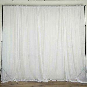 Event Fabrics |   2 Pack White Sheer Chiffon Event Curtain Drapes, Inherently Flame Resistant Premium Organza Backdrop Event Panels With Rod Pockets – 10ftx10ft Event Fabrics Event Fabrics