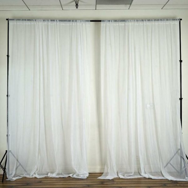 Event Fabrics |   2 Pack White Sheer Chiffon Event Curtain Drapes, Inherently Flame Resistant Premium Organza Backdrop Event Panels With Rod Pockets – 10ftx10ft Event Fabrics Event Fabrics