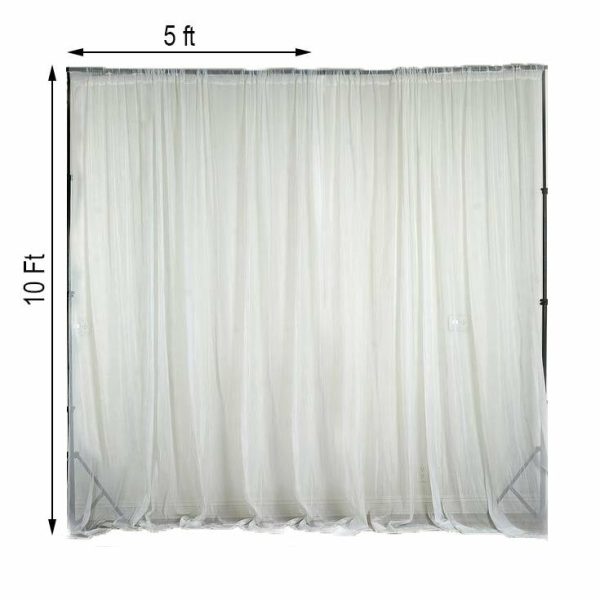 Event Fabrics |   2 Pack White Sheer Chiffon Event Curtain Drapes, Inherently Flame Resistant Premium Organza Backdrop Event Panels With Rod Pockets – 10ftx10ft Event Fabrics Event Fabrics