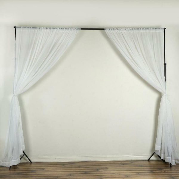 Event Fabrics |   2 Pack White Sheer Chiffon Event Curtain Drapes, Inherently Flame Resistant Premium Organza Backdrop Event Panels With Rod Pockets – 10ftx10ft Event Fabrics Event Fabrics