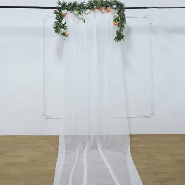 Event Fabrics |   5ftx14ft Premium White Chiffon Curtain Panel, Backdrop Ceiling Drapery With Rod Pocket Event Fabrics Event Fabrics