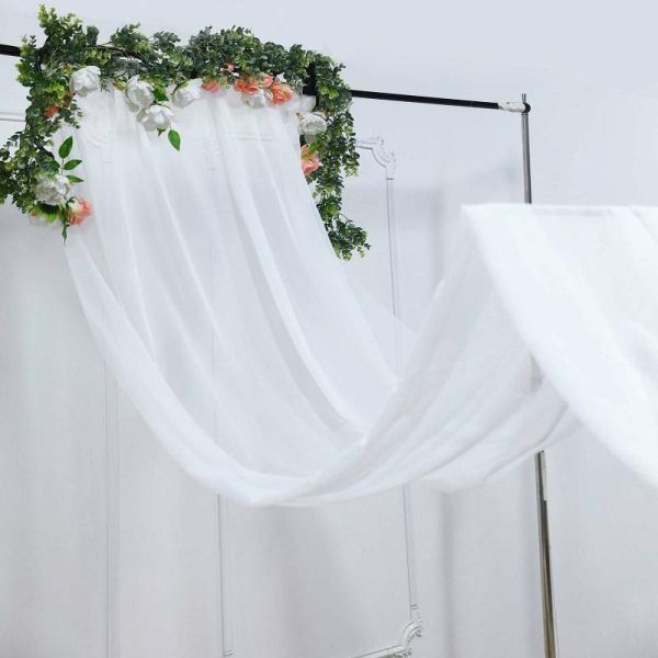 Event Fabrics |   5ftx14ft Premium White Chiffon Curtain Panel, Backdrop Ceiling Drapery With Rod Pocket Event Fabrics Event Fabrics