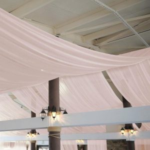 Event Fabrics |   5ftx32ft Premium Blush Chiffon Curtain Panel, Backdrop Ceiling Drapery With Rod Pocket Event Fabrics Blush