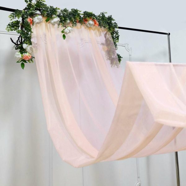 Event Fabrics |   5ftx32ft Premium Blush Chiffon Curtain Panel, Backdrop Ceiling Drapery With Rod Pocket Event Fabrics Blush