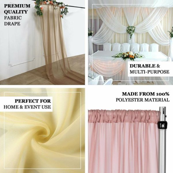 Event Fabrics |   5ftx32ft Premium Blush Chiffon Curtain Panel, Backdrop Ceiling Drapery With Rod Pocket Event Fabrics Blush