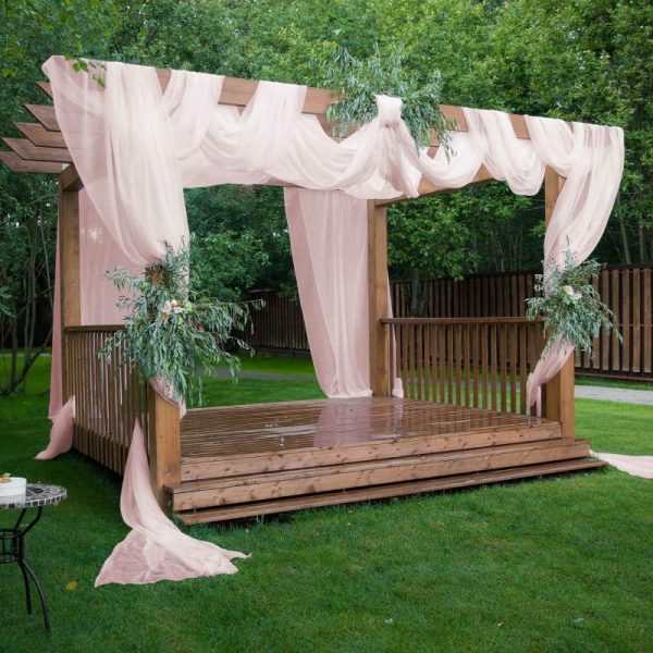 Event Fabrics |   5ftx32ft Premium Blush Chiffon Curtain Panel, Backdrop Ceiling Drapery With Rod Pocket Event Fabrics Blush