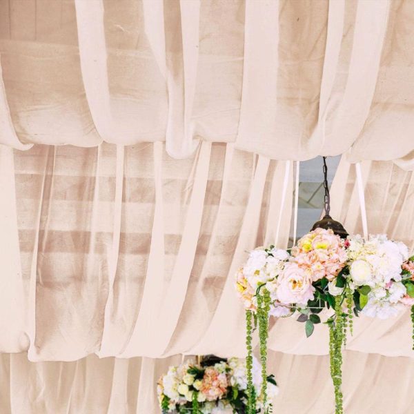 Event Fabrics |   5ftx32ft Premium Blush Chiffon Curtain Panel, Backdrop Ceiling Drapery With Rod Pocket Event Fabrics Blush