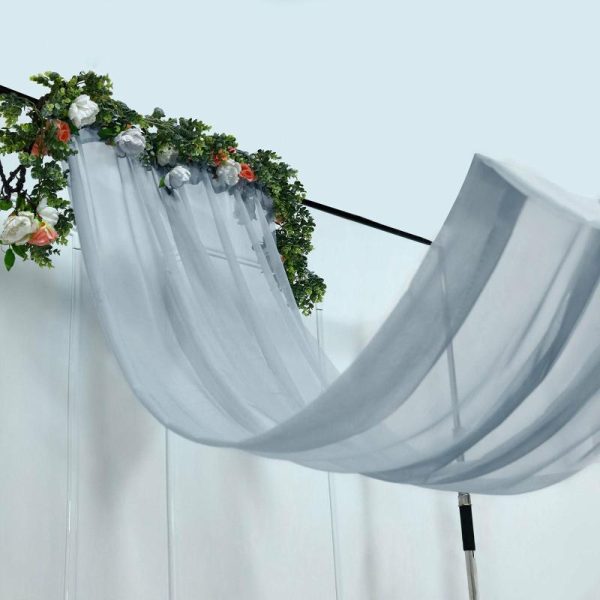 Event Fabrics |   5ftx32ft Premium Dusty Blue Chiffon Curtain Panel, Backdrop Ceiling Drapery With Rod Pocket Event Fabrics Dusty Blue