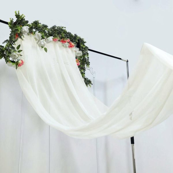 Event Fabrics |   5ftx32ft Premium Ivory Chiffon Curtain Panel, Backdrop Ceiling Drapery With Rod Pocket Event Fabrics Event Fabrics