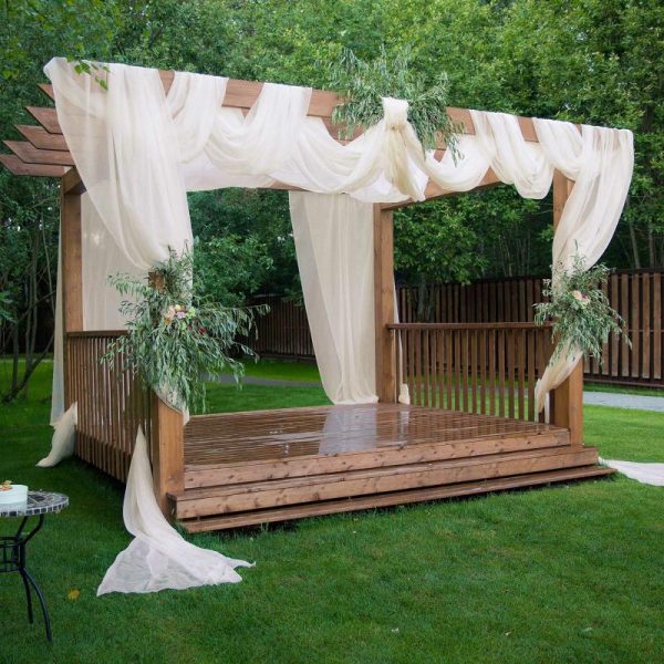 Event Fabrics |   5ftx32ft Premium Ivory Chiffon Curtain Panel, Backdrop Ceiling Drapery With Rod Pocket Event Fabrics Event Fabrics