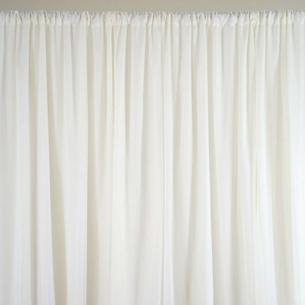 Event Fabrics |   Ivory Chiffon Polyester Event Curtain Drapes, Dual Layer Divider Backdrop Event Panels with Rod Pockets – 20ftx10ft Event Fabrics Event Fabrics