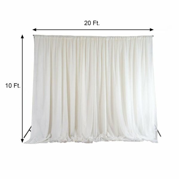 Event Fabrics |   Ivory Chiffon Polyester Event Curtain Drapes, Dual Layer Divider Backdrop Event Panels with Rod Pockets – 20ftx10ft Event Fabrics Event Fabrics