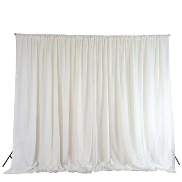 Event Fabrics |   Ivory Chiffon Polyester Event Curtain Drapes, Dual Layer Divider Backdrop Event Panels with Rod Pockets – 20ftx10ft Event Fabrics Event Fabrics