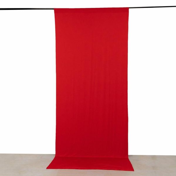 Event Fabrics |   Red 4-Way Stretch Spandex Event Curtain Drapes, Wrinkle Resistant Backdrop Event Panel with Rod Pockets – 5ftx12ft Event Fabrics