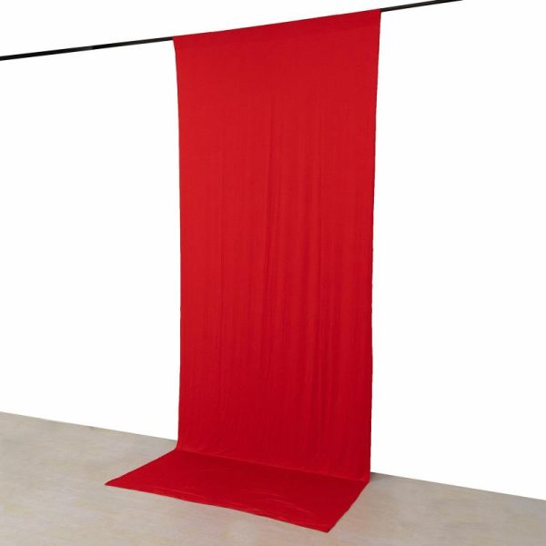 Event Fabrics |   Red 4-Way Stretch Spandex Event Curtain Drapes, Wrinkle Resistant Backdrop Event Panel with Rod Pockets – 5ftx12ft Event Fabrics