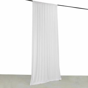 Event Fabrics |   White 4-Way Stretch Spandex Event Curtain Drapes, Wrinkle Resistant Backdrop Event Panel with Rod Pockets – 5ftx10ft Event Fabrics Event Fabrics