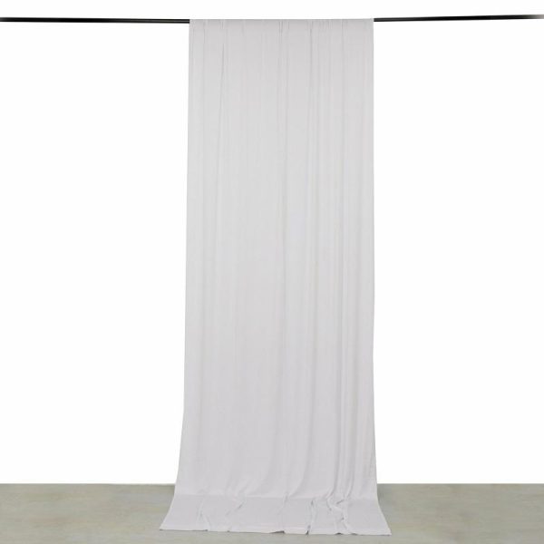 Event Fabrics |   White 4-Way Stretch Spandex Event Curtain Drapes, Wrinkle Resistant Backdrop Event Panel with Rod Pockets – 5ftx12ft Event Fabrics Event Fabrics