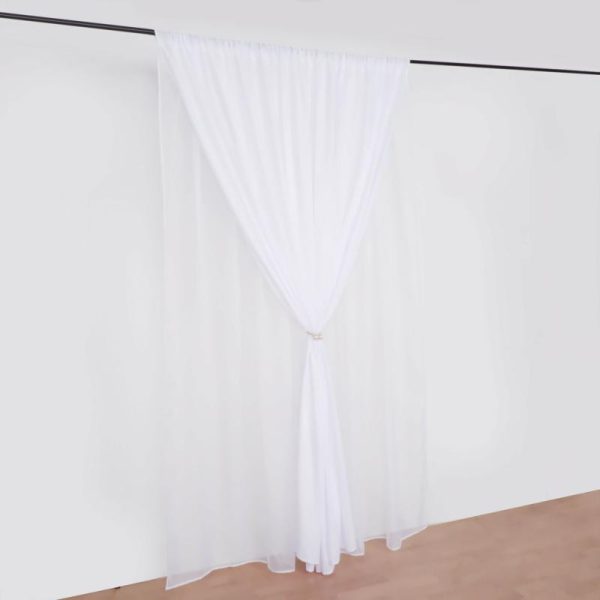 Event Fabrics |   White Chiffon Polyester Event Curtain Drapes, Dual Layer Divider Backdrop Curtain Panels with Rod Pockets – 10ftx10ft Event Fabrics Event Fabrics