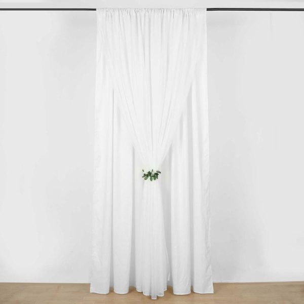 Event Fabrics |   White Chiffon Polyester Event Curtain Drapes, Dual Layer Divider Backdrop Curtain Panels with Rod Pockets – 10ftx10ft Event Fabrics Event Fabrics