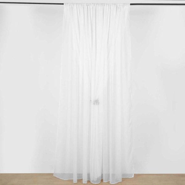 Event Fabrics |   White Chiffon Polyester Event Curtain Drapes, Dual Layer Divider Backdrop Curtain Panels with Rod Pockets – 10ftx10ft Event Fabrics Event Fabrics