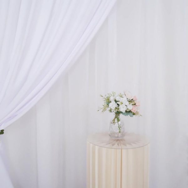 Event Fabrics |   White Chiffon Polyester Event Curtain Drapes, Dual Layer Divider Backdrop Curtain Panels with Rod Pockets – 10ftx10ft Event Fabrics Event Fabrics