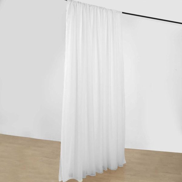 Event Fabrics |   White Chiffon Polyester Event Curtain Drapes, Dual Layer Divider Backdrop Curtain Panels with Rod Pockets – 10ftx10ft Event Fabrics Event Fabrics