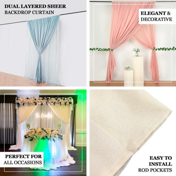 Event Fabrics |   White Chiffon Polyester Event Curtain Drapes, Dual Layer Divider Backdrop Curtain Panels with Rod Pockets – 10ftx10ft Event Fabrics Event Fabrics