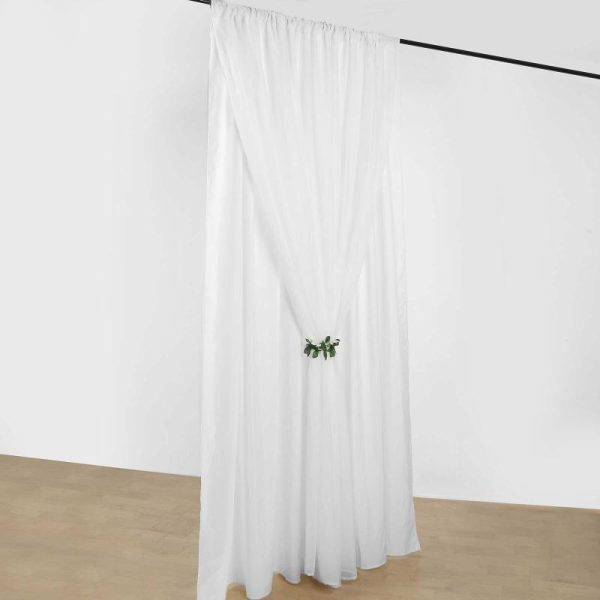 Event Fabrics |   White Chiffon Polyester Event Curtain Drapes, Dual Layer Divider Backdrop Curtain Panels with Rod Pockets – 10ftx10ft Event Fabrics Event Fabrics