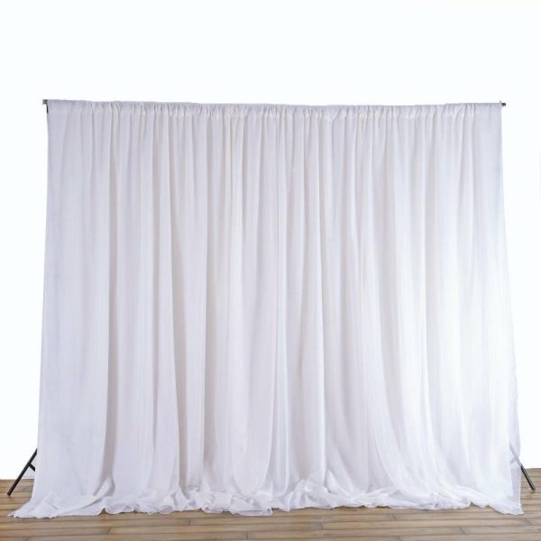 Event Fabrics |   White Chiffon Polyester Event Curtain Drapes, Dual Layer Divider Backdrop Event Panels with Rod Pockets – 20ftx10ft Event Fabrics Event Fabrics