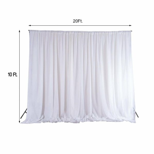 Event Fabrics |   White Chiffon Polyester Event Curtain Drapes, Dual Layer Divider Backdrop Event Panels with Rod Pockets – 20ftx10ft Event Fabrics Event Fabrics