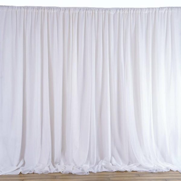 Event Fabrics |   White Chiffon Polyester Event Curtain Drapes, Dual Layer Divider Backdrop Event Panels with Rod Pockets – 20ftx10ft Event Fabrics Event Fabrics