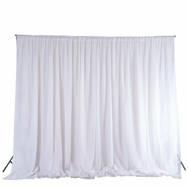 Event Fabrics |   White Chiffon Polyester Event Curtain Drapes, Dual Layer Divider Backdrop Event Panels with Rod Pockets – 20ftx10ft Event Fabrics Event Fabrics